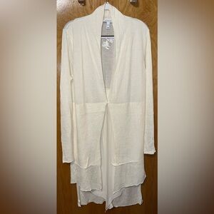 Peace World Love ivory layered duster cardigan sweater Size XL chiffon trim